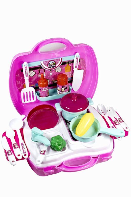 Skoodle Minnie Kitchen Set - Safe and Durable Materials - Complete Pretend Play Cooking Set - Image 2