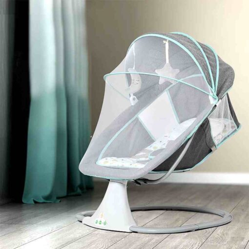 StarAndDaisy Electric Swing Rocker for Baby with Mosquito Net, Inbuilt Bluetooth & Remote Control - Green