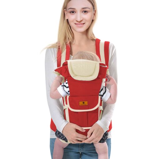 StarAndDaisy Multipurpose Strong Baby Carrier with Upgraded Breathable Air Fabric & Ergonomic Design Cushion Padding for Baby Comfort - Red - Image 2