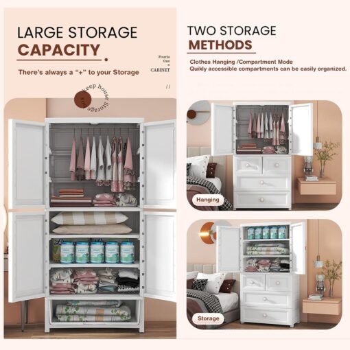 StarAndDaisy Kids Wardrobe Storage Convertible/Collapsible Almirah - Grey (H-135cm x W-65cm x D-38cm) - Image 3
