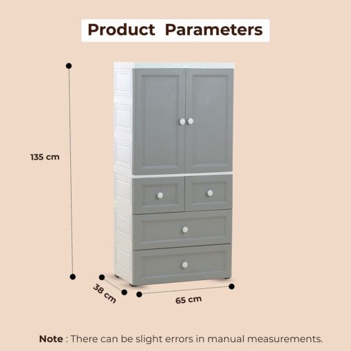 StarAndDaisy Kids Wardrobe Storage Convertible/Collapsible Almirah - Grey (H-135cm x W-65cm x D-38cm) - Image 7
