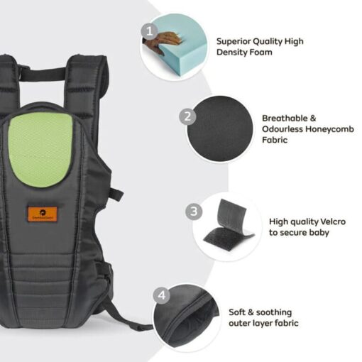 StarAndDaisy 3 in 1 Multipurpose Strong Baby Carrier with Upgraded Breathable Air Fabric & Ergonomic Design Coushion Padding for Baby Comfort (Black) - Image 3