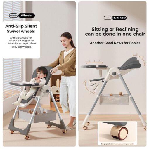 StarAndDaisy Galaxy Star Baby High Chair - Dining Seat for Kids with Height Adjustment  For 6 months to 4 years old - Grey - Image 7