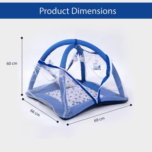 StarAndDaisy 2-in-1 Play Gym for babies and toddlers with hanging toys, pillow, and mosquito Net with zipper (Blue) - Image 7