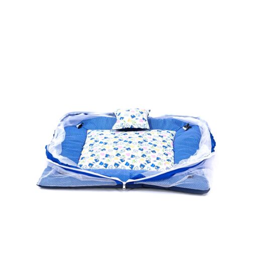 StarAndDaisy 2-in-1 Play Gym for babies and toddlers with hanging toys, pillow, and mosquito Net with zipper (Blue) - Image 4