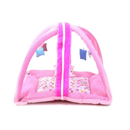 StarAndDaisy 2-in-1 Play Gym for babies and toddlers with hanging toys, pillow, and mosquito Net with zipper (Pink) - Image 3