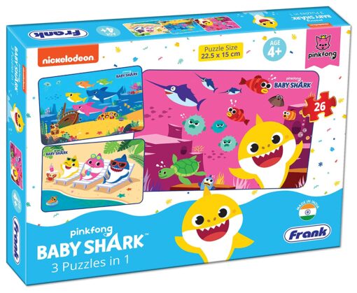 Frank Pinkfong Baby Shark 3 in 1 Puzzle 26 Pcs