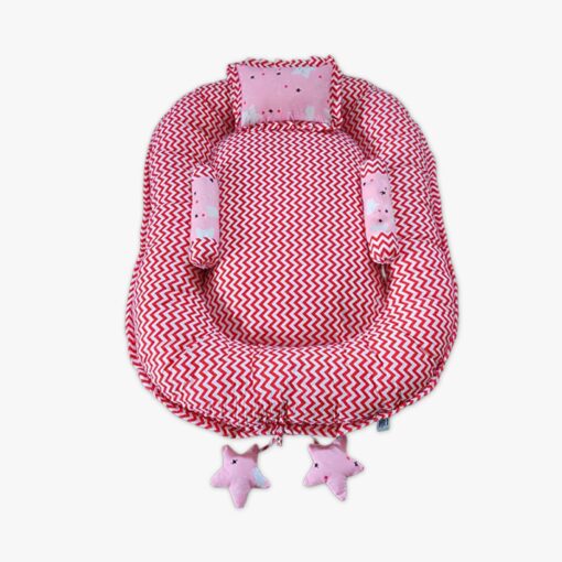 StarAndDaisy Baby Nest Bed with 3 Baby Pillow Luxury Baby Mattress Bed Sleeper Bedding Set co-Sleeper, Safe Cotton Fabric with R-Filled Ultra-Soft Comfortable for Newborn to Toddlers (Pink) - Image 4
