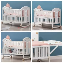 360 view of Baby Cot Premium White