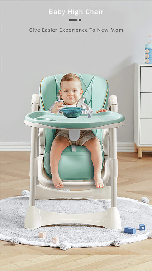 StarAndDaisy Let's Eat Multifunction Baby High Chair, Foldable Feeding Chair, Strong Dining Chair For Baby With Height Adjustment For 6 months to 4 years old (Green) - Image 2