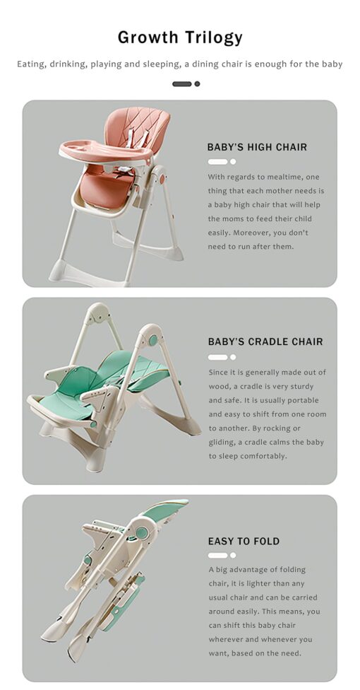 StarAndDaisy Let's Eat Multifunction Baby High Chair, Foldable Feeding Chair, Strong Dining Chair For Baby With Height Adjustment For 6 months to 4 years old (Green) - Image 4