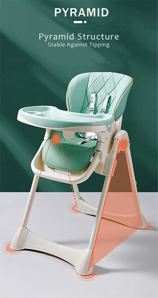 StarAndDaisy Let's Eat Multifunction Baby High Chair, Foldable Feeding Chair, Strong Dining Chair For Baby With Height Adjustment For 6 months to 4 years old (Green) - Image 21