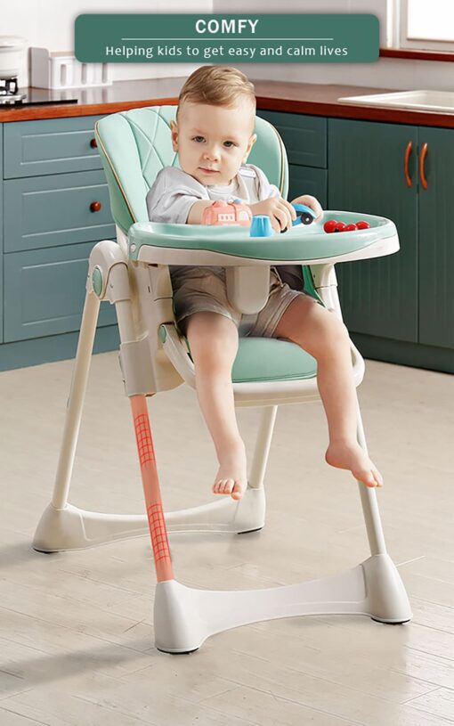 StarAndDaisy Let's Eat Multifunction Baby High Chair, Foldable Feeding Chair, Strong Dining Chair For Baby With Height Adjustment For 6 months to 4 years old (Green) - Image 14