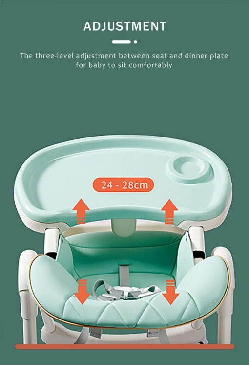 StarAndDaisy Let's Eat Multifunction Baby High Chair, Foldable Feeding Chair, Strong Dining Chair For Baby With Height Adjustment For 6 months to 4 years old (Green) - Image 19
