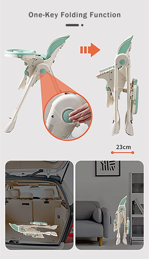 StarAndDaisy Let's Eat Multifunction Baby High Chair, Foldable Feeding Chair, Strong Dining Chair For Baby With Height Adjustment For 6 months to 4 years old (Green) - Image 20
