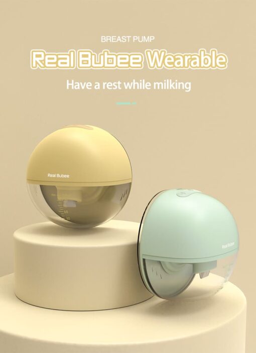 Real Bubee Wearable Electrical Breast Pump 9 Levels Hands Free Breast Pump with Memory Function Free Milk Bags (Yellow) - Image 2
