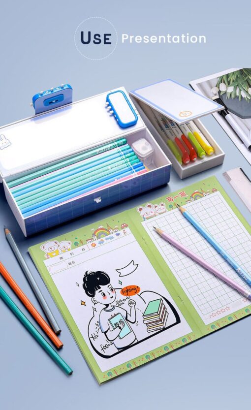 School Kids Pencil Box Stationary Set with Different compartments for Storage of Kids Essentials (Treasure Box Dinosaur) - Image 13