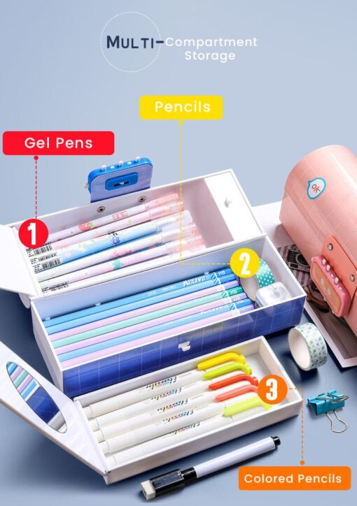 School Kids Pencil Box Stationary Set with Different compartments for Storage of Kids Essentials (Treasure Box Dinosaur) - Image 4