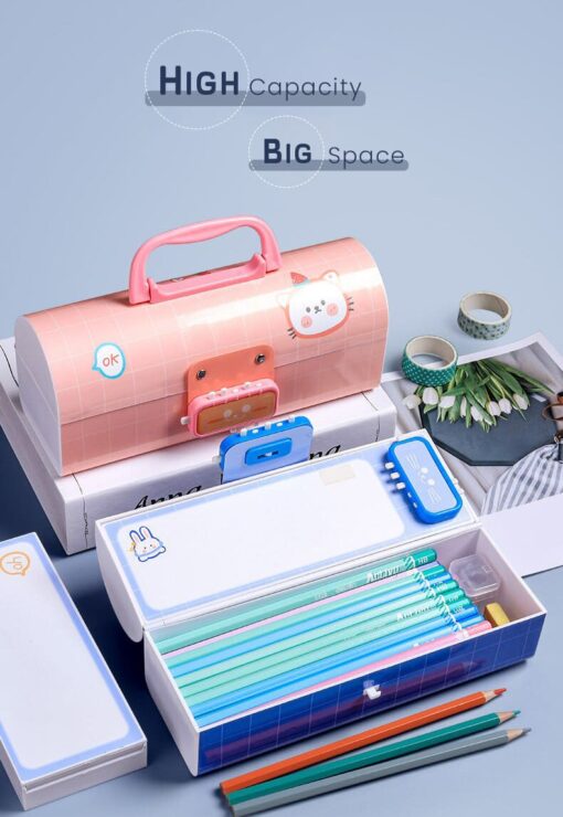 School Kids Pencil Box Stationary Set with Different compartments for Storage of Kids Essentials (Treasure Box Dinosaur) - Image 5