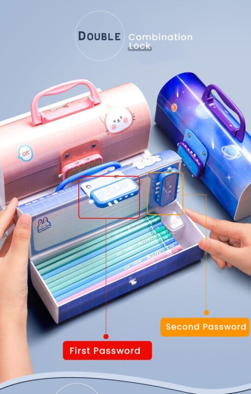 School Kids Pencil Box Stationary Set with Different compartments for Storage of Kids Essentials (Treasure Box Dinosaur) - Image 8
