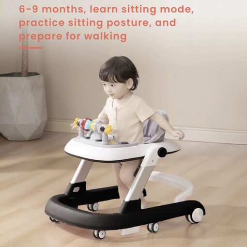 StarAndDaisyTiny Steps Baby walker 2-in-1 Infant & Baby Activity Walker - Seated or Walk-Behind (Black) - Image 3