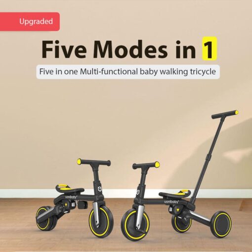 5 in 1 Tricycle for Kids with Parent Handle &  Convertible Feature Luxury Design - Uonibaby, Brown - Image 3