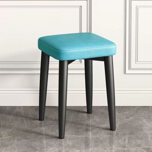 SND Homes Light Luxury Dining Chair, Stackable Simple Modern Dining Table and Stool, Black Gold Leg Leather Stool, Suitable for Dining Room and Bedroom (Black Legs Oil Wx Leather-Blue)