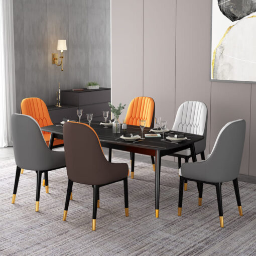 SND Homes Chair for Dining Room, Dining Room Table, Modern Dining Chair with Arms, Washable Pu Cushion Seat Back for Living Room, Upholstered Armchair Bedroom Kitchen Waiting Room (White & Brown) - Image 2