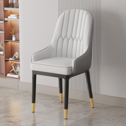 SND Homes Chair for Dining Room, Dining Room Table, Modern Dining Chair with Arms, Washable Pu Cushion Seat Back for Living Room, Upholstered Armchair Bedroom Kitchen Waiting Room (Light & Dark Grey)