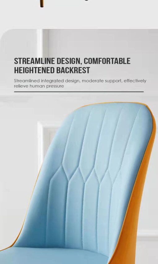SND Homes Dining Chair Nordic Simple Modern Living Room Chair Fashion Light Luxury Metal Dressing Stool Sponge Balcony Leisure Furniture (Blue & Grey) - Image 11