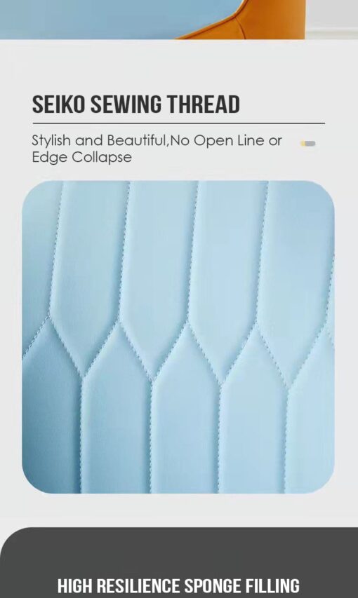SND Homes Dining Chair Nordic Simple Modern Living Room Chair Fashion Light Luxury Metal Dressing Stool Sponge Balcony Leisure Furniture (Blue & Grey) - Image 12