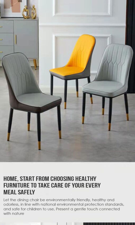 SND Homes Dining Chair Nordic Simple Modern Living Room Chair Fashion Light Luxury Metal Dressing Stool Sponge Balcony Leisure Furniture (Blue & Grey) - Image 7