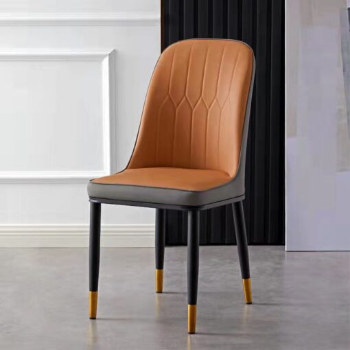 SND Homes Dining Chair Nordic Simple Modern Living Room Chair Fashion Light Luxury Metal Dressing Stool Sponge Balcony Leisure Furniture (Dark Orange & Grey)