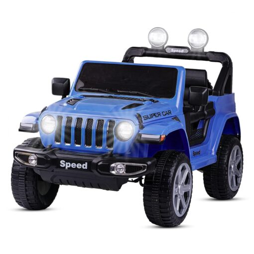 StarAndDaisy Rechargeable Battery Operated Electric Kids Car Jeep with Light and Music - Blue - LFC-FT938