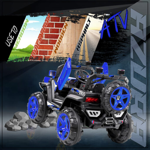 Rechargeable Battery Operated Jeep for Kids with Bluetooth & Music - Blue - LFC-JK909 - Image 4