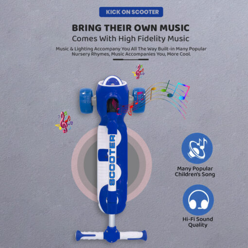[Refurbished] StarAndDaisy Kick On Toddler Scooter for Kids Ages 3-10 Years Old Boy Girl with 3 Wheel LED Lights, Extra-Wide Childrens Foldable Kick Scooter Kids Ages 3-10 with 4 Adjustable Height and Lean-to-Steer (Blue) - Image 9
