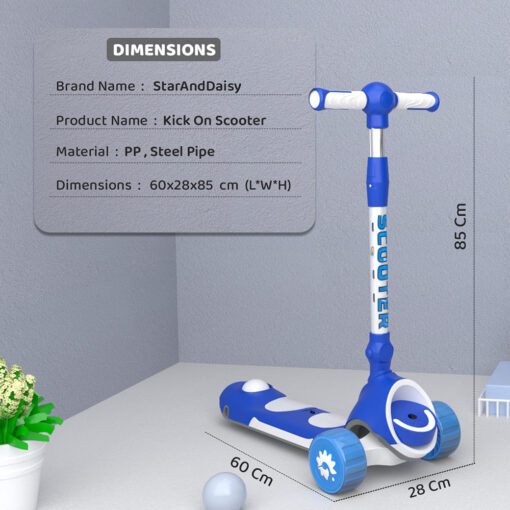 [Refurbished] StarAndDaisy Kick On Toddler Scooter for Kids Ages 3-10 Years Old Boy Girl with 3 Wheel LED Lights, Extra-Wide Childrens Foldable Kick Scooter Kids Ages 3-10 with 4 Adjustable Height and Lean-to-Steer (Blue) - Image 10