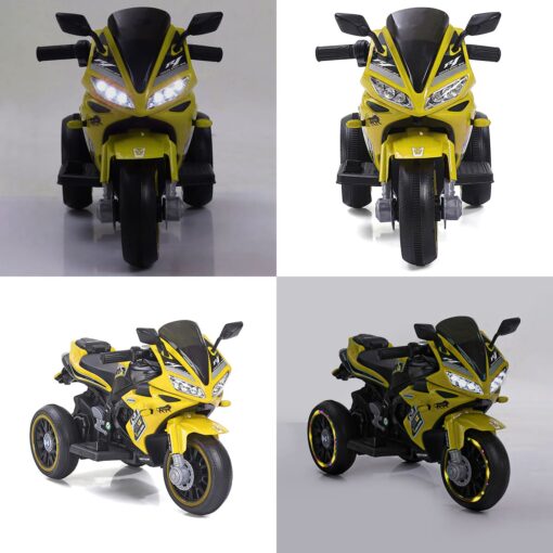 Children 3 Wheels Cool Lights Battery Operated Racing Drive Ride On Motor Bike Car Electric Motorcycle For Kids (Yellow | LFB-R13M) - Image 2