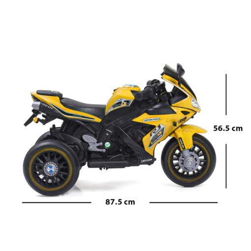 Children 3 Wheels Cool Lights Battery Operated Racing Drive Ride On Motor Bike Car Electric Motorcycle For Kids (Yellow | LFB-R13M) - Image 6