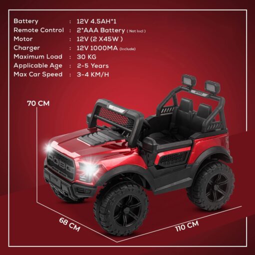 StarAndDaisy SUV Kids Jeep with Bluetooth & Music - Electric Jeep Car for Kids with Led Lights - Red - Image 6