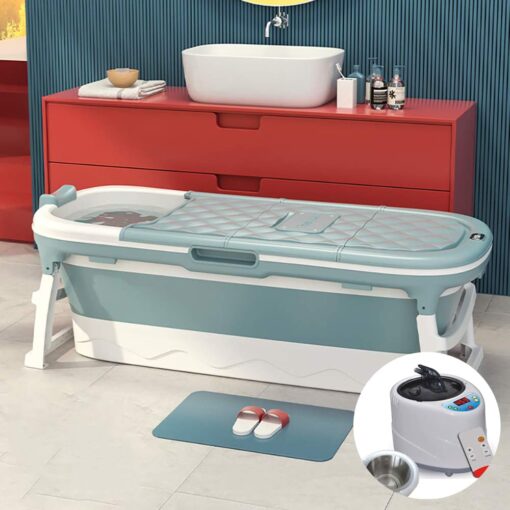StarAndDaisy Folding Bathtub for Kids Children and Adult Super Large Mega Size Bathtub 140cm ( With Steamer Blue | ‎140 x 60 x 50 cm)