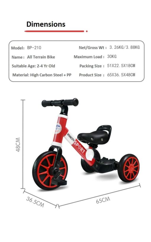 [Refurbished] StarAndDaisy Telescopic Design 2 in 1 Kids Bike with Detachable Pedals for Children 2 - 4 Years, Smart Kids Bicycle Trike (Yellow | Porsa) - Image 7