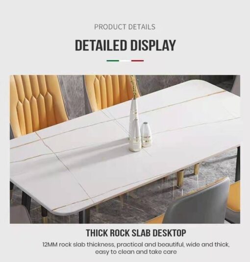 SND Homes Dining Room Furniture Rectangle Sintered Stone Dining Table (White | 140cm By 80cm) - Image 12