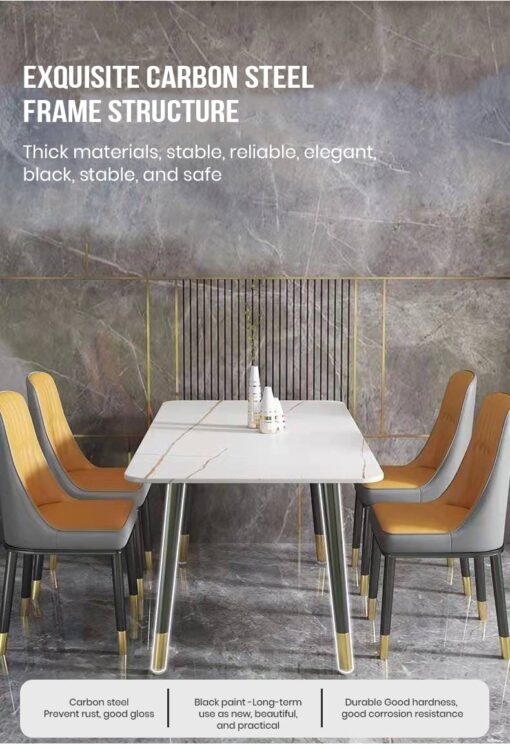 SND Homes Dining Room Furniture Rectangle Sintered Stone Dining Table (White | 140cm By 80cm) - Image 14