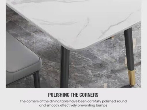 SND Homes Dining Room Furniture Rectangle Sintered Stone Dining Table (White | 140cm By 80cm) - Image 9