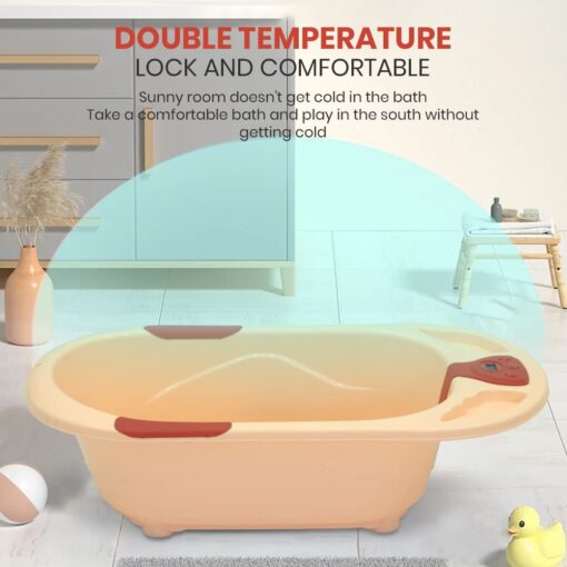 StarAndDaisy Baby Bath Tub with Temperature Sensor and Wheels for New Born Baby Kids of 0 to 3 Years Anti-Slip Kids Bathtub for Baby Shower (Orange) - Image 6