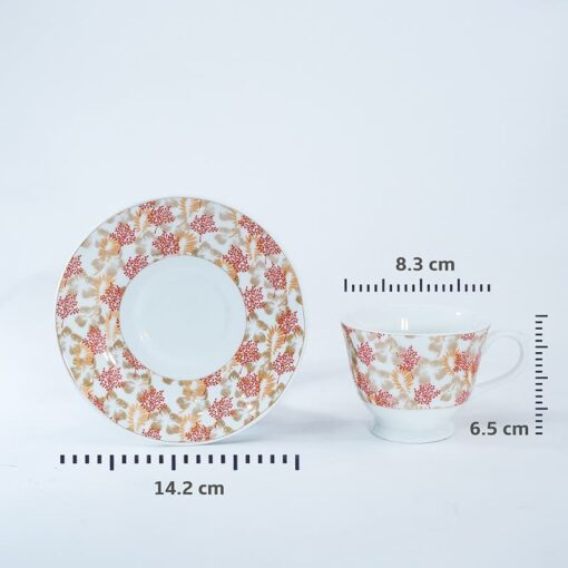 SND Homes Pack of 6 Bone China Cup & Saucer Set of 6 - Carpet Series (White) - Image 3