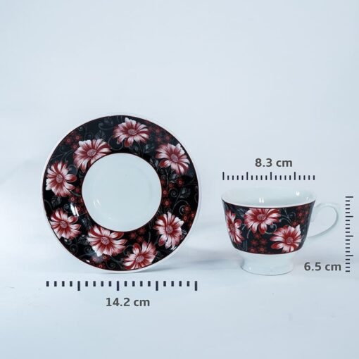 SND Homes Pack of 6 Bone China Cup & Saucer Set of 6 - Carpet Series (White) - Image 3