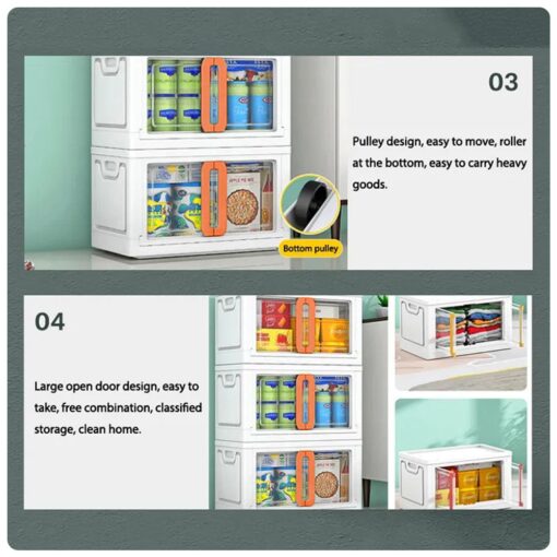 StarAndDaisy Stackable and Foldable Wardrobe, Double Door Portable Cupboard with Storage Cabinet -1 Stackable Cuboids 72 Lt (Green) - Image 3