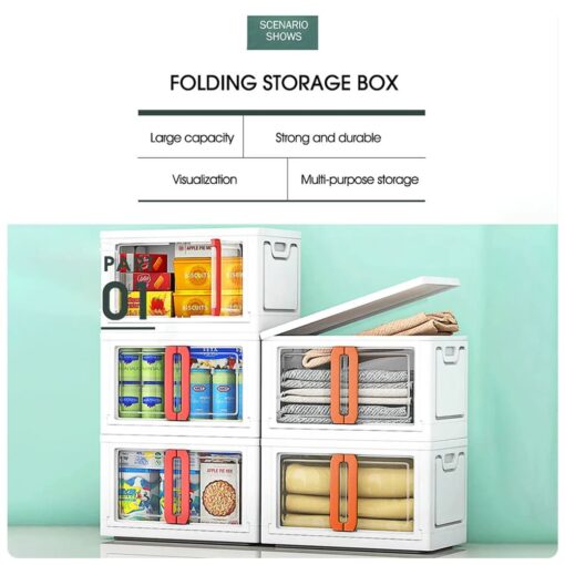 StarAndDaisy Stackable and Foldable Wardrobe, Double Door Portable Cupboard with Storage Cabinet -1 Stackable Cuboids 72 Lt (Green) - Image 6